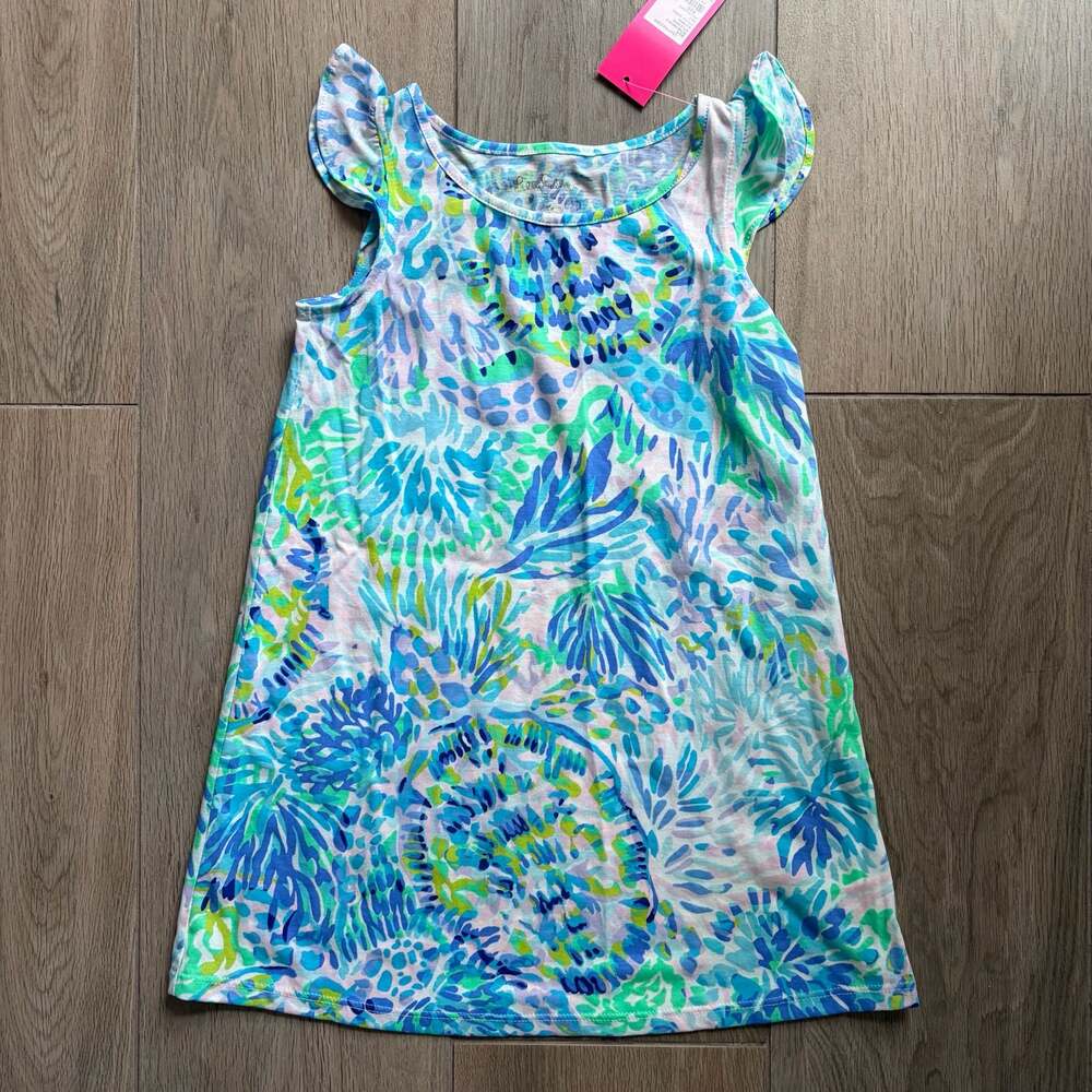 Lilly Pulitzer Girls Ella Dress Shell Of A Party Size S 4-5 NWT